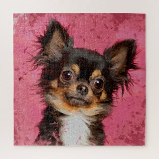 Quebra-cabeça Cute Chihuahua Portrait no pastel fuchsia (Vertical)