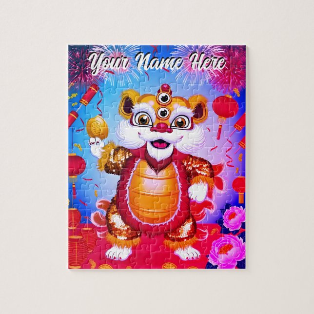 Quebra-cabeça Cute Chinese Lion Dance Jigsaw Puzzle (Vertical)
