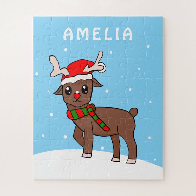 Quebra-cabeça Cute Deer Desenhando Neve Flocos De Neve Flocos De (Vertical)