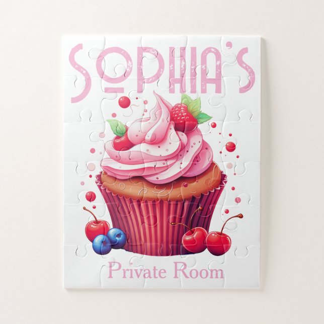 Quebra-cabeça Cute Delicious Pink Strawberry Cupcake Puzzles  (Vertical)