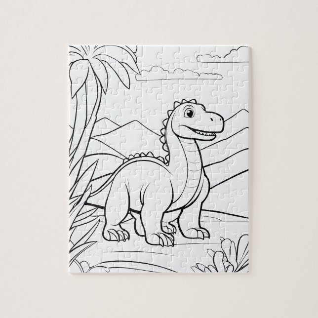 Quebra-cabeça Cute Dinosaur Jungle Animal Coloring Puzzle (Vertical)