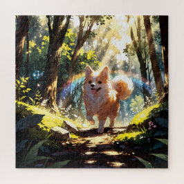 Quebra-cabeça Cute dog walking in the forest