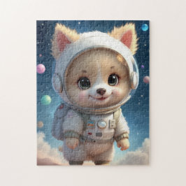 Quebra-cabeça Cute Fluffy Puppy Astronaut Jigsaw Puzzle
