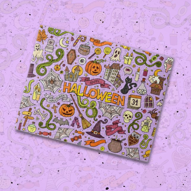 Quebra-cabeça Cute Halloween Doodle Pattern (Criador carregado)