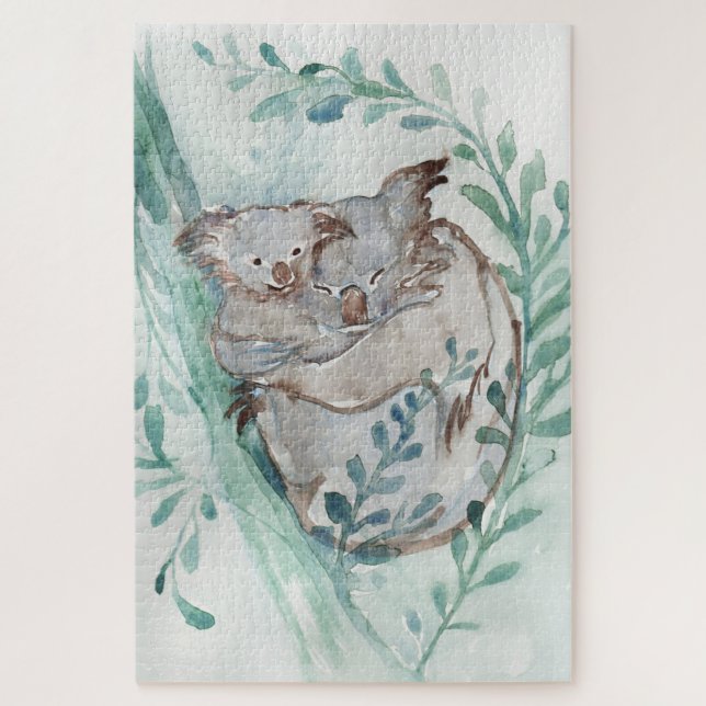 Quebra-cabeça Cute Koala & Baby Watercolor (Vertical)