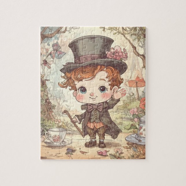 Quebra-cabeça Cute Mad Hatter Whimsical Wonderland Woodland Art (Vertical)