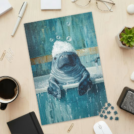 Quebra-cabeça Cute Manatee in Bubble Bath Jigsaw Puzzle