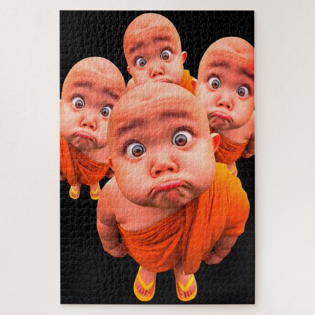 Quebra-cabeça Cute monge jovem Minimalista Robe laranja (Vertical)