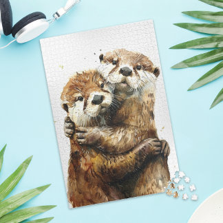 Quebra-cabeça Cute Otter Love Jigsaw Puzzle