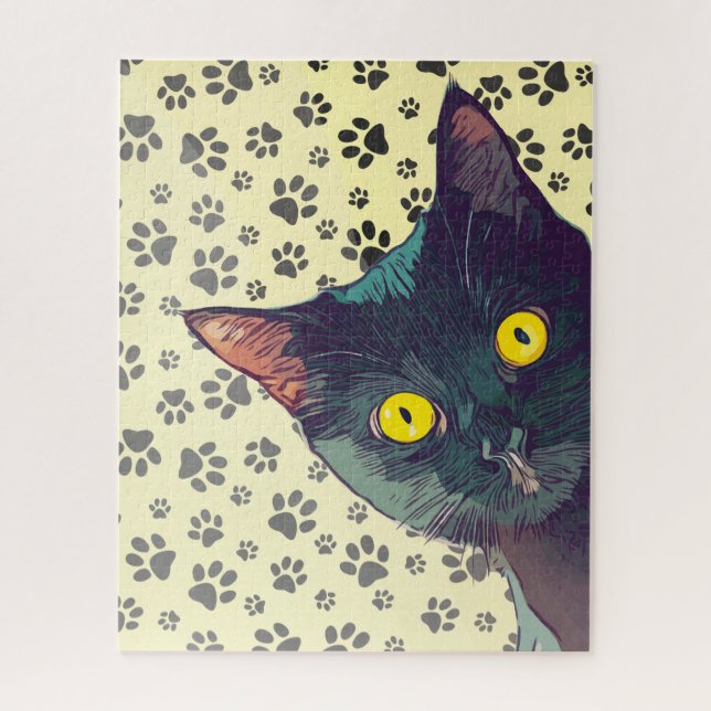 Quebra-cabeça Cute Peeking Cat Design Puzzle (Vertical)
