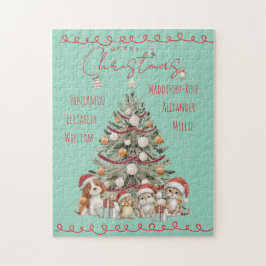Quebra-cabeça Cute Pets Watercolour Family Christmas Puzzle