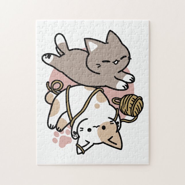 Quebra-cabeça Cute Playful Cats Design – Fun Paws and Play Art (Vertical)