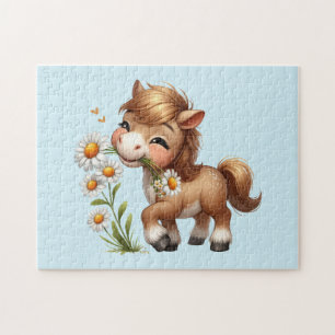 Quebra-cabeça Cute Pony Eating Daisies