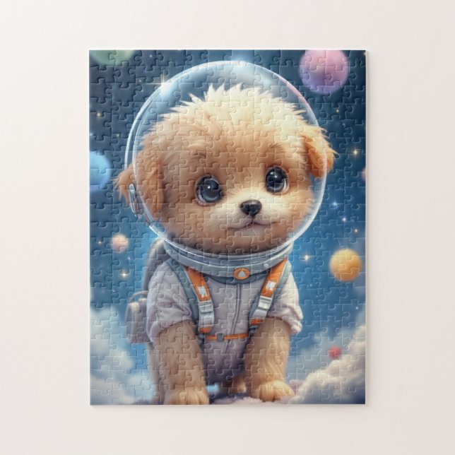 Quebra-cabeça Cute Puppy Astronaut in Space Jigsaw Puzzle (Vertical)