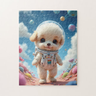 Quebra-cabeça Cute Puppy Astronaut on a Pastel Planet Jigsaw Puz