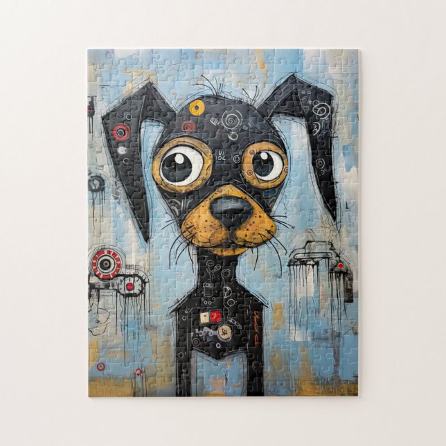 Quebra-cabeça Cute Puppy Funny Dog Mixed Media Animal Pet (Vertical)