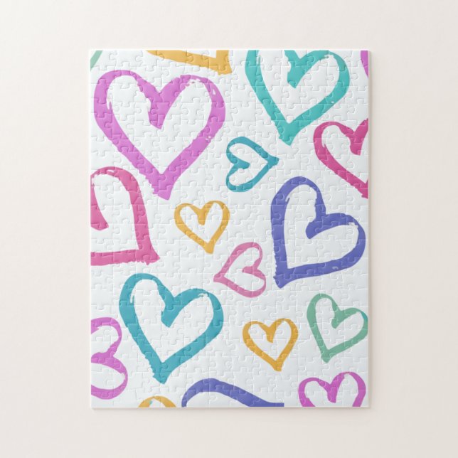 Quebra-cabeça Cute Romantic Pastel Hearts (Vertical)