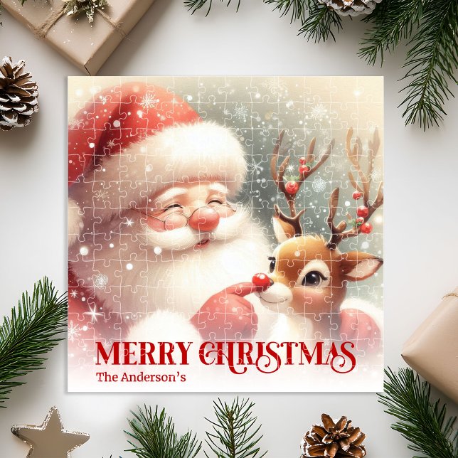 Quebra-cabeça Cute Santa Claus Rudolph Personalized Kids Gift   (Cute Santa Claus Rudolph Personalized Kids Gift Puzzle

)