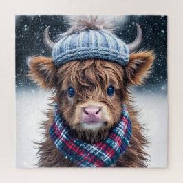 Quebra-cabeça Cute Scottish Highland Cow Winter themed Coo
