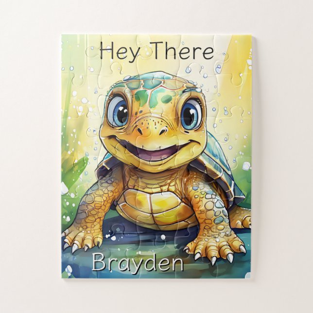 Quebra-cabeça Cute Sea Turtle Under the Sea Personalized (Vertical)
