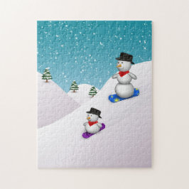 Quebra-cabeça Cute Snowboard Snowmen