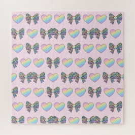 Quebra-cabeça  cute sweet rainbow hearts pastel gradient pattern