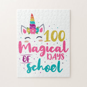 Quebra-cabeça Cute Unicórnio 100 Dias Mágicos De Escola