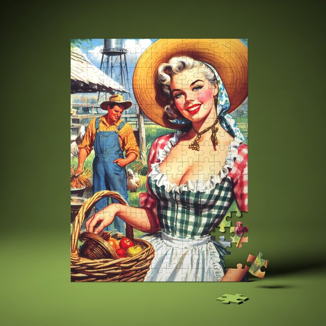 Quebra-cabeça Cute Vintage Farmer Pinup (Criador carregado)