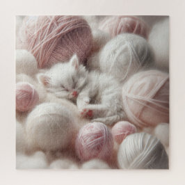 Quebra-cabeça Cute White Kitten Napup em Fios