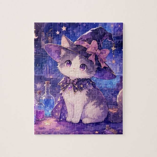 Quebra-cabeça Cute Witch Kitten Puzzle (Vertical)