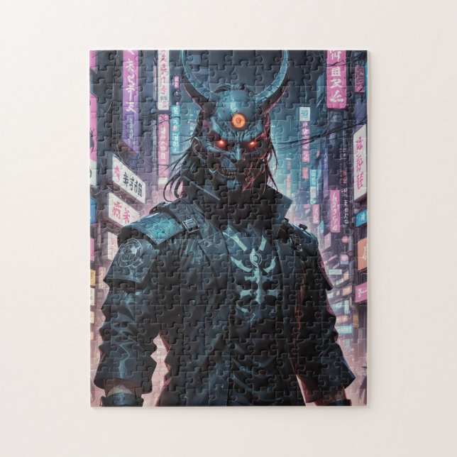 Quebra-cabeça Cyberpunk Demon Samurai (Vertical)