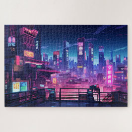 Quebra-cabeça Cyberpunk Rooftop Tokyo