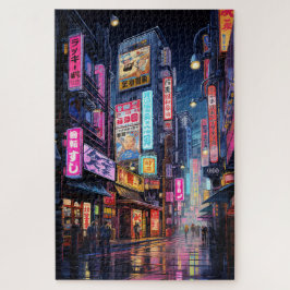 Quebra-cabeça Cyberpunk Tokyo Street Neon