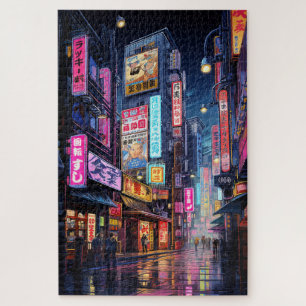 Quebra-cabeça Cyberpunk Tokyo Street Neon