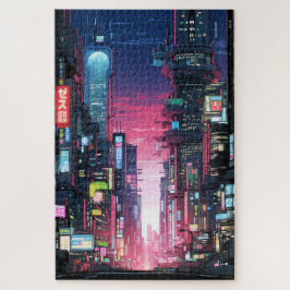 Quebra-cabeça Cyberpunk Tokyo Street Neon