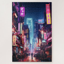 Quebra-cabeça Cyberpunk Tokyo Street Neon Light