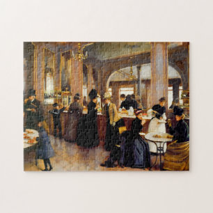 Quebra-cabeça da arte 1889 do vintage da loja da