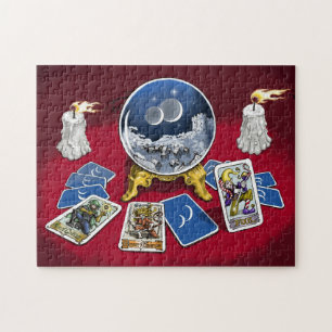 Quebra-cabeça da bola de cristal de Tarot do caix