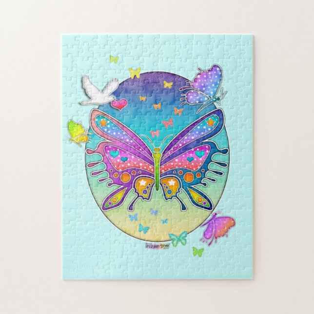 Quebra-cabeça da borboleta do arco-íris (Vertical)