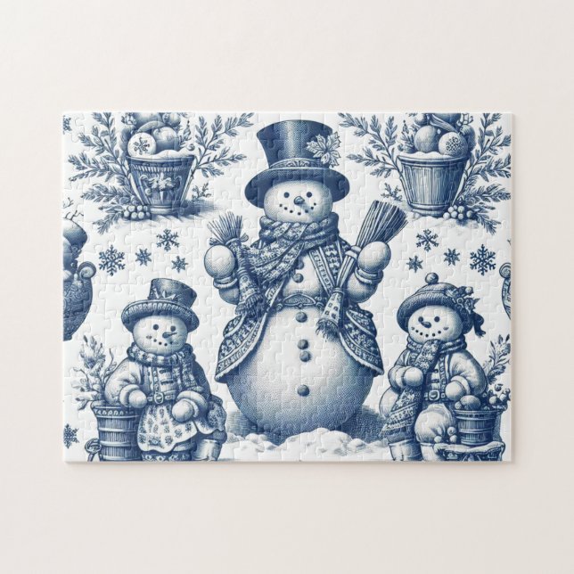Quebra-cabeça da Cena de Inverno do Boneco de Neve (Horizontal)