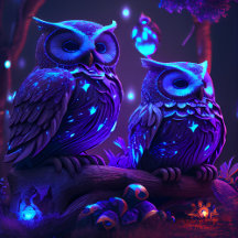 Quebra-cabeça da Coruja Fantasia em Luz Azul