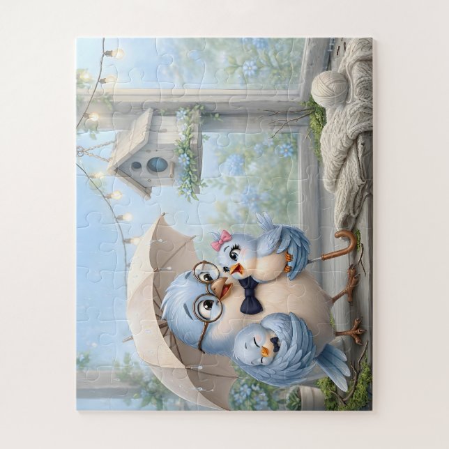 Quebra-cabeça da Família do Pai Pássaro Aconchegan (Vertical)