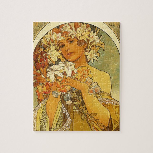 Quebra-cabeça da flor de Nouveau Alphonse Mucha da (Vertical)