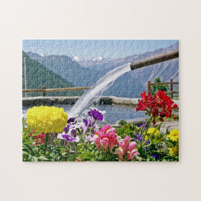 Quebra-cabeça da fonte e das flores (Horizontal)
