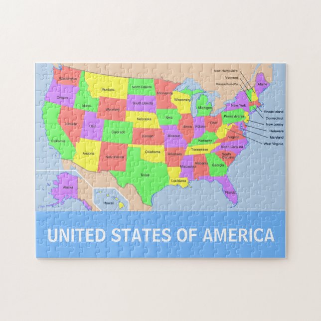 Quebra-cabeça da foto do mapa dos Estados Unidos (Horizontal)