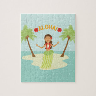 Quebra-cabeça da garota hula do Luau havaiano fofo