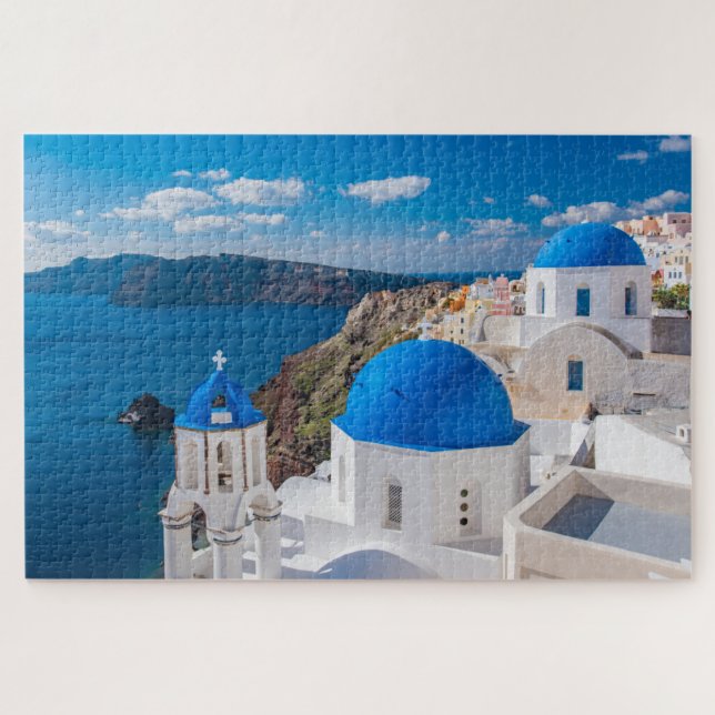 Quebra-cabeça da Igreja Cênica de Santorini Grécia (Horizontal)