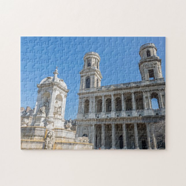 Quebra-cabeça da igreja de Sulpice Santo de Paris (Horizontal)