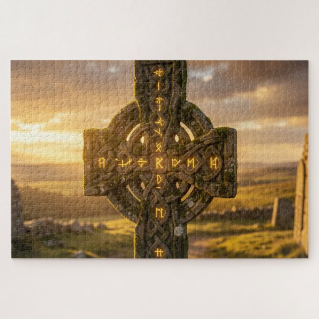 Quebra-cabeça da Majestosa Cruz de Pedra Celta (Horizontal)