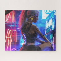 quebra-cabeça da menina ciberpunk